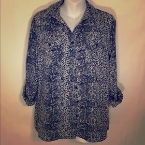 Notations Printed Button Blouse !